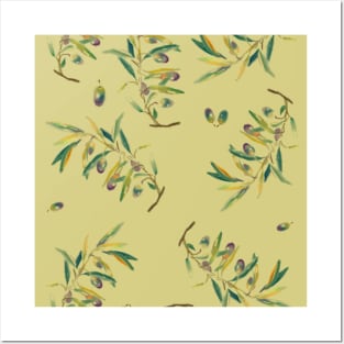 Olive watercolour pattern Posters and Art